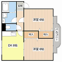JR北陸本線 長浜駅 徒歩32分の賃貸アパート 2階2DKの間取り