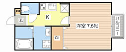 JR草津線 貴生川駅 徒歩8分の賃貸アパート 2階1Kの間取り