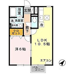 JR東海道・山陽本線 守山駅 徒歩32分の賃貸アパート 1階1LDKの間取り