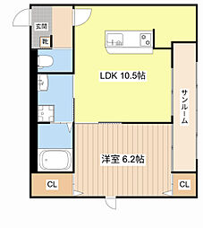 JR草津線 甲賀駅 徒歩12分の賃貸アパート 1階1LDKの間取り