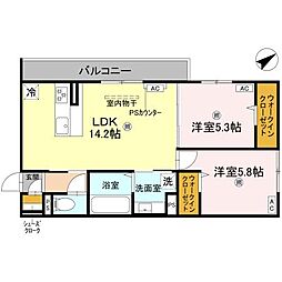 JR東海道・山陽本線 守山駅 徒歩20分の賃貸アパート 3階2LDKの間取り
