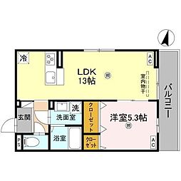 JR北陸本線 長浜駅 徒歩34分の賃貸アパート 3階1LDKの間取り