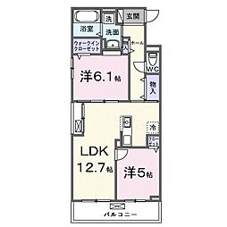 近江鉄道近江本線 八日市駅 徒歩36分の賃貸アパート 3階2LDKの間取り