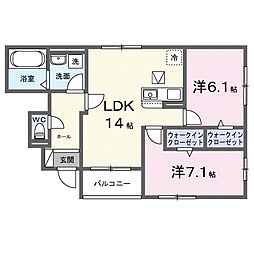 近江鉄道近江本線 彦根口駅 徒歩13分の賃貸アパート 1階2LDKの間取り