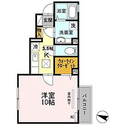 JR北陸本線 長浜駅 徒歩7分の賃貸アパート 1階1Kの間取り