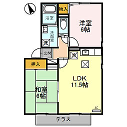 JR湖西線 おごと温泉駅 徒歩4分の賃貸アパート 1階2LDKの間取り