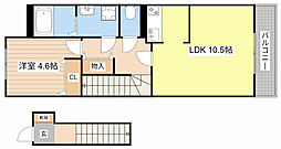 JR北陸本線 米原駅 徒歩11分の賃貸アパート 2階1LDKの間取り