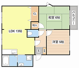 JR東海道・山陽本線 彦根駅 徒歩37分の賃貸アパート 2階2LDKの間取り