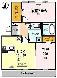 JR草津線 三雲駅 徒歩4分の賃貸アパート 2階2LDKの間取り