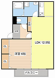 JR東海道・山陽本線 栗東駅 徒歩18分の賃貸アパート 2階1LDKの間取り