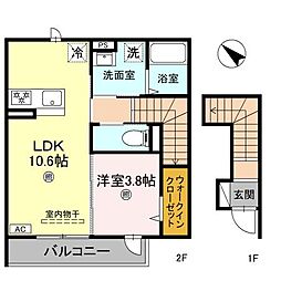 JR東海道・山陽本線 守山駅 徒歩14分の賃貸アパート 2階1LDKの間取り