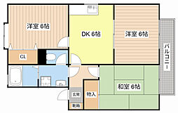 JR東海道・山陽本線 栗東駅 徒歩22分の賃貸アパート 1階3DKの間取り