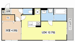 JR東海道・山陽本線 栗東駅 徒歩19分の賃貸アパート 2階1LDKの間取り