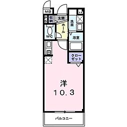 JR湖西線 大津京駅 徒歩4分の賃貸マンション 3階ワンルームの間取り