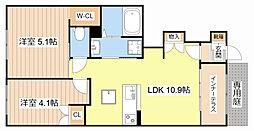 JR北陸本線 坂田駅 徒歩15分の賃貸アパート 1階2LDKの間取り