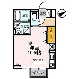 JR湖西線 堅田駅 徒歩20分の賃貸アパート 1階ワンルームの間取り