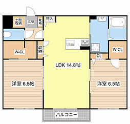 JR東海道・山陽本線 守山駅 徒歩22分の賃貸マンション 3階2LDKの間取り