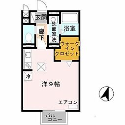 JR湖西線 堅田駅 徒歩23分の賃貸アパート 1階ワンルームの間取り