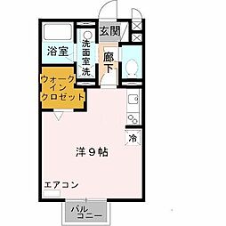 JR湖西線 堅田駅 徒歩23分の賃貸アパート 2階ワンルームの間取り