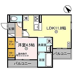 JR東海道・山陽本線 栗東駅 徒歩11分の賃貸アパート 3階1LDKの間取り