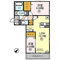 JR東海道・山陽本線 野洲駅 徒歩8分の賃貸アパート 3階2LDKの間取り