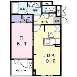 ジェルメ 1LDKの間取図画像