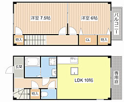 JR東海道・山陽本線 南彦根駅 徒歩13分の賃貸テラスハウス 1階2LDKの間取り