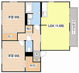 JR東海道・山陽本線 河瀬駅 徒歩18分の賃貸アパート 2階2LDKの間取り