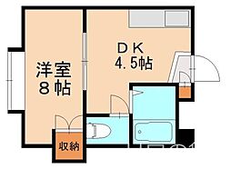 パンシオン・ソワニエB 1DKの間取図画像