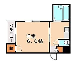 シャトレ菅原 1Kの間取図画像