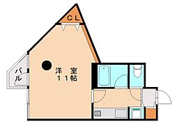 ダイナコートヒルズ折尾 1Kの間取図画像