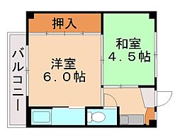 ビレッジハウス萩原5 2Kの間取図画像