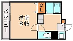 ヴィラアカデミア 1Kの間取図画像