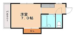 シャトレ菅原2 1Kの間取図画像