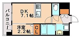 YSP八幡 1DKの間取図画像