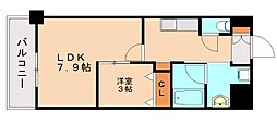 コンダクトレジデンスジンノハル 1LDKの間取図画像