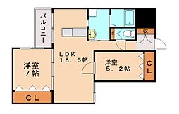中須コア・プレイス 2LDKの間取図画像