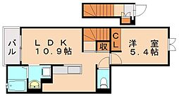 ソレイユ本城 1LDKの間取図画像