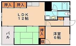 フォーレスト折尾 2LDKの間取図画像