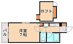プレスト医生ケ丘2 1Kの間取図画像