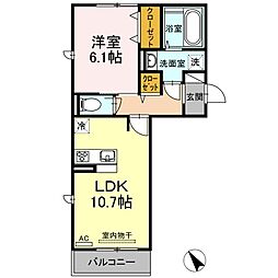 イオメール折尾A 1LDKの間取図画像
