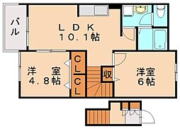 グランピエールD 2LDKの間取図画像