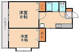 シャトレ幸神2 2Kの間取図画像