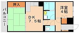 豊国陣山スカイマンション 2DKの間取図画像