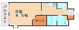 ベルガ穴生 1Kの間取図画像