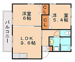 グランデール太賀 2LDKの間取図画像