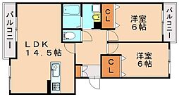 レイクサイドプリンス 2LDKの間取図画像