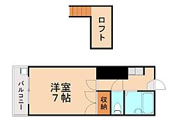 レオパレス皇后崎 1Kの間取図画像