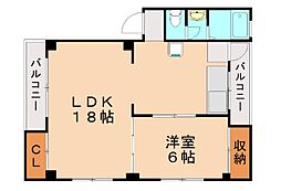 清納ビル 1LDKの間取図画像