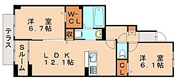 ロータス水巻2 2LDKの間取図画像